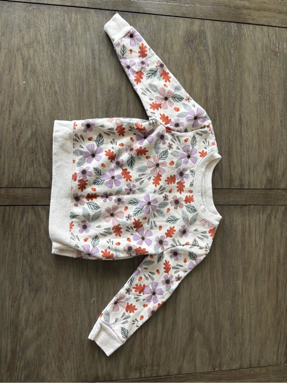 Garanimals Cream Floral Pullover with Purple & Orange Blooms